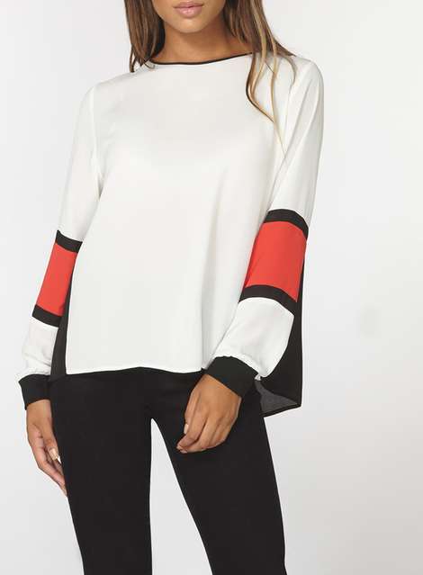 sports red detail long sleeve top